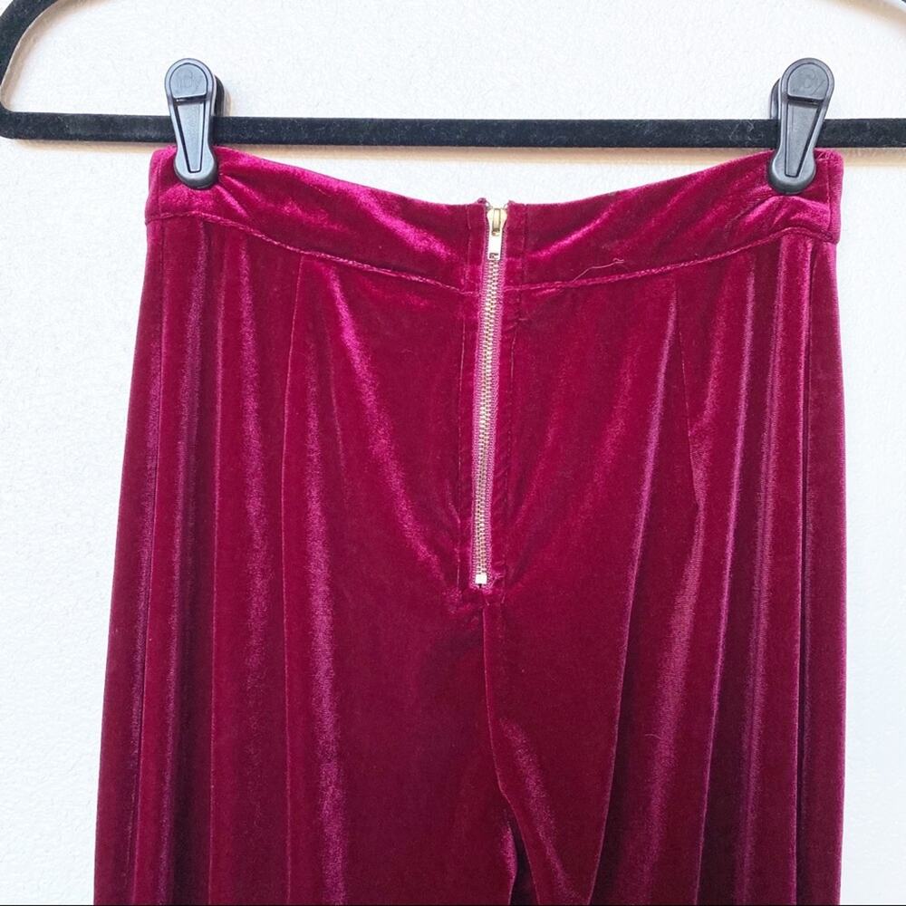 Fashion Nova Berry Velour Flare Hi Low Hem Pants Size Small - Picture 8 of 9